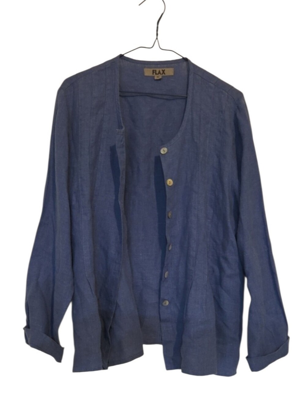 Flax Linen Button Down Blue Lagenlook
